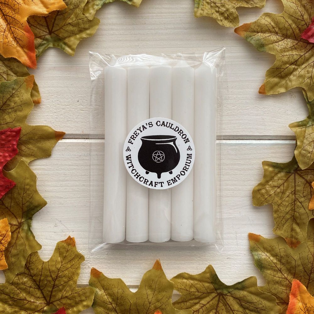 5 White 10 cm Spell Candles