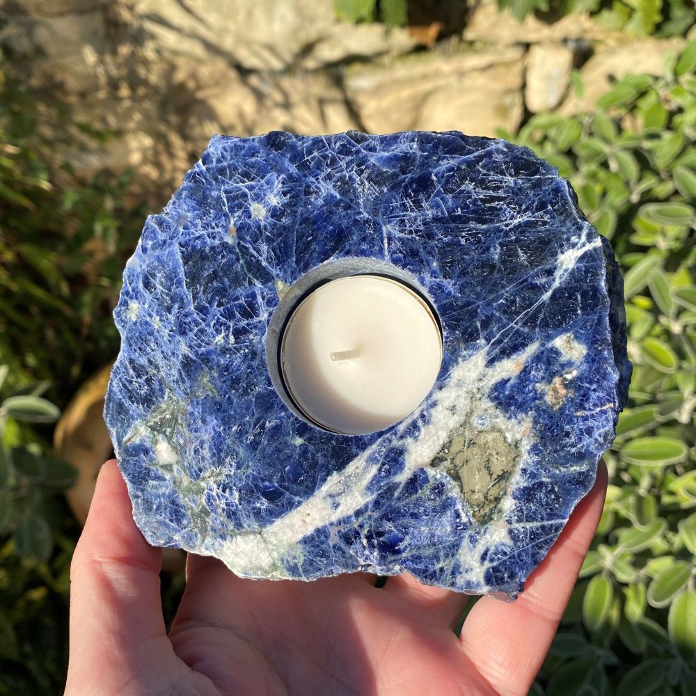 Sodalite Chunk Tea Light Holder ~ #1