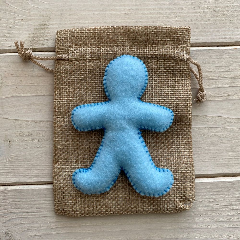 Pocket Poppet Doll for Emotional Support ~ Pale Blue #3