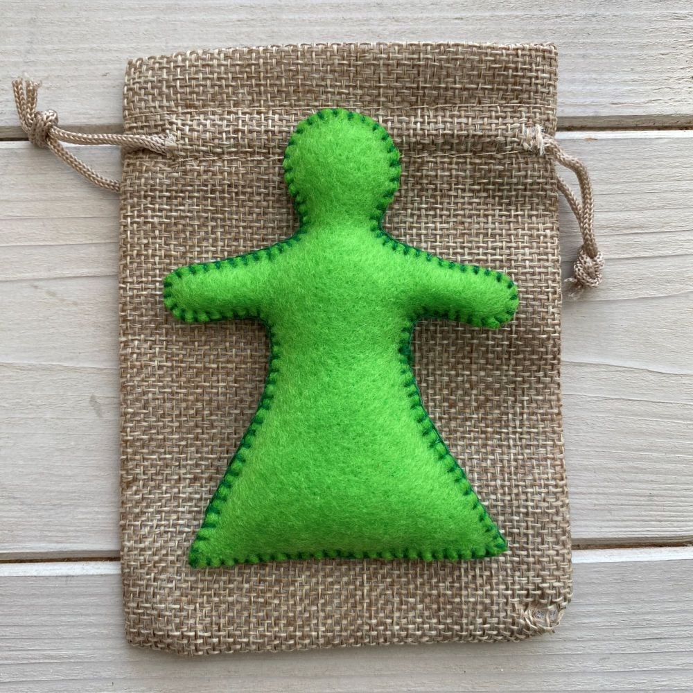 Pocket Poppet Doll for Emotional Support ~ Green #9