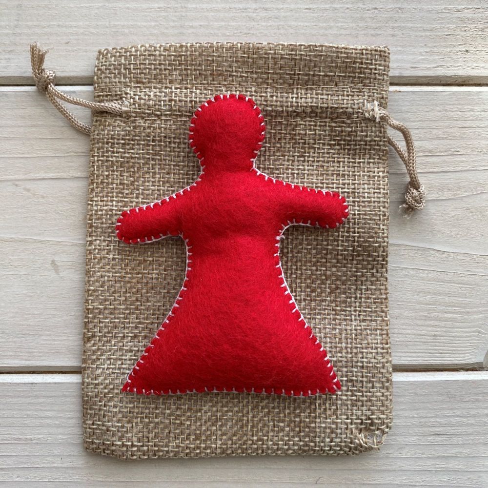 Pocket Poppet Doll for Emotional Support ~ Red #12