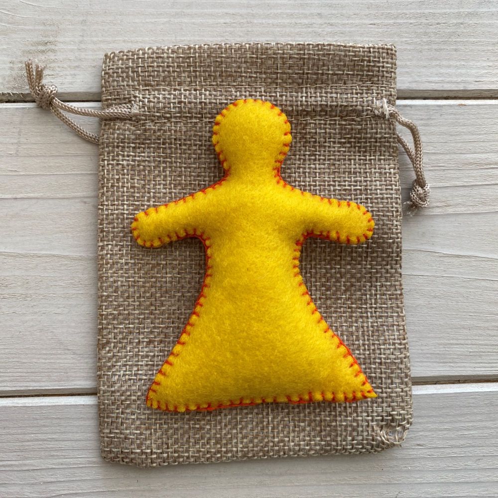 Pocket Poppet Doll for Emotional Support ~ Yellow #13