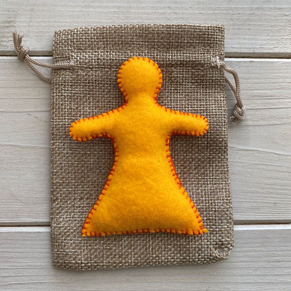 Pocket Poppet Doll for Emotional Support ~ Orange #14