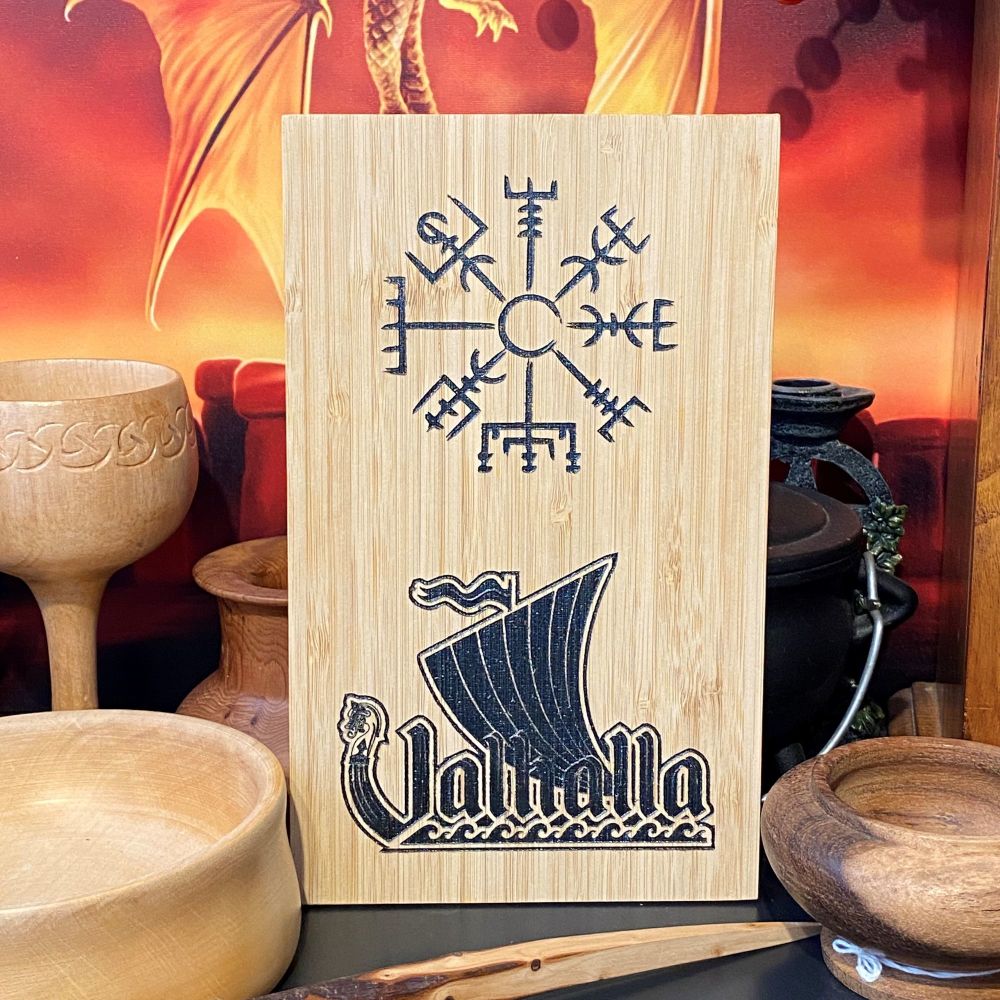 Valhalla and Viking Compass Wooden Sign