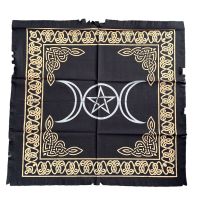 Black and Gold Triple Moon Altar Cloth ~ SALE