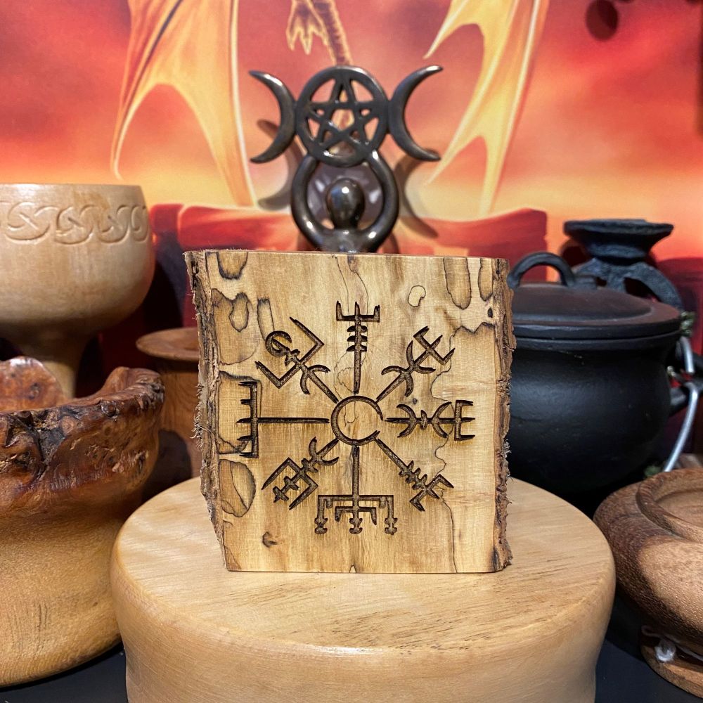 Viking Compass Spalted Yew  Wooden Chunk ~ #20