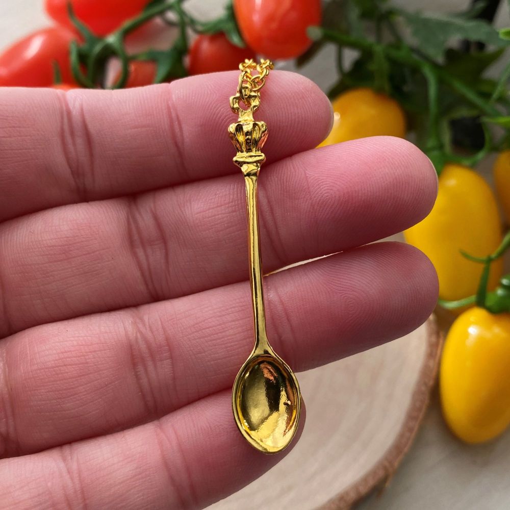 Cute little Herb Spoon Pendant ~ Antique Gold
