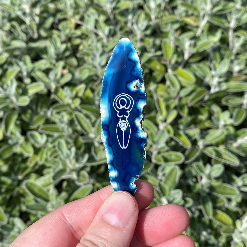 Agate Goddess Protection Amulet ~ # Blue B1