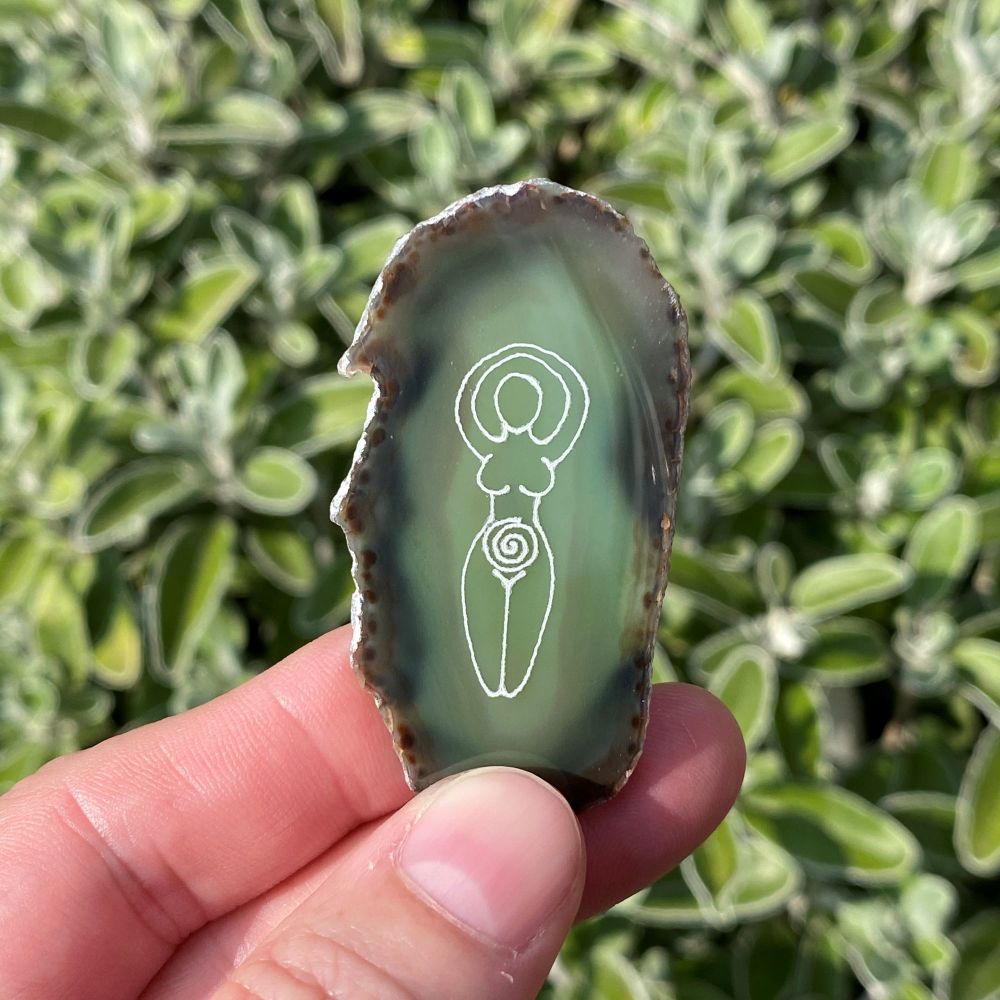 Agate Goddess Protection Amulet ~ # Green G3