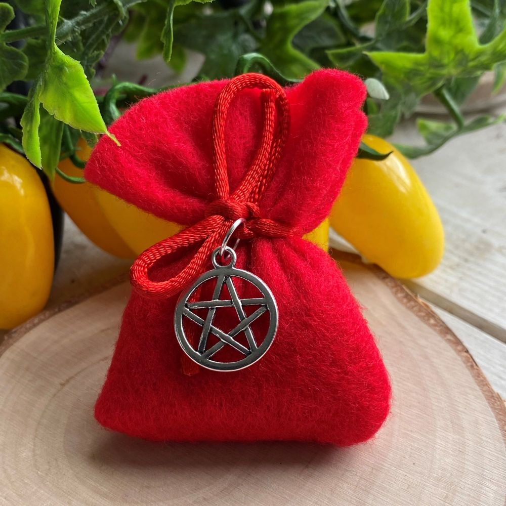 Herb Charm Bag ~ Love ~ with Pentagram Charm ~ SALE