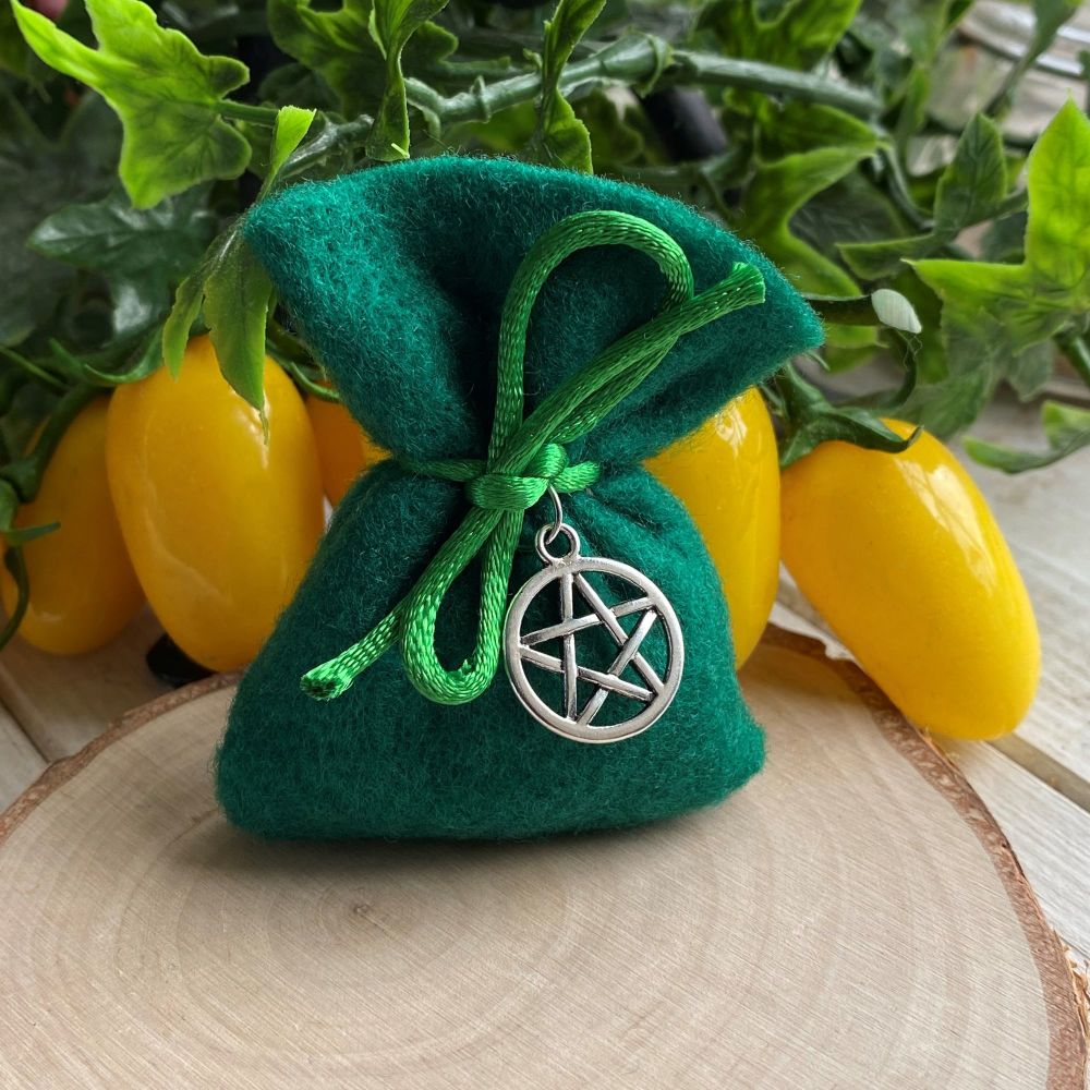 Herb Charm Bag ~ Wealth and Money ~ With Pentagram Charm ~ SALE