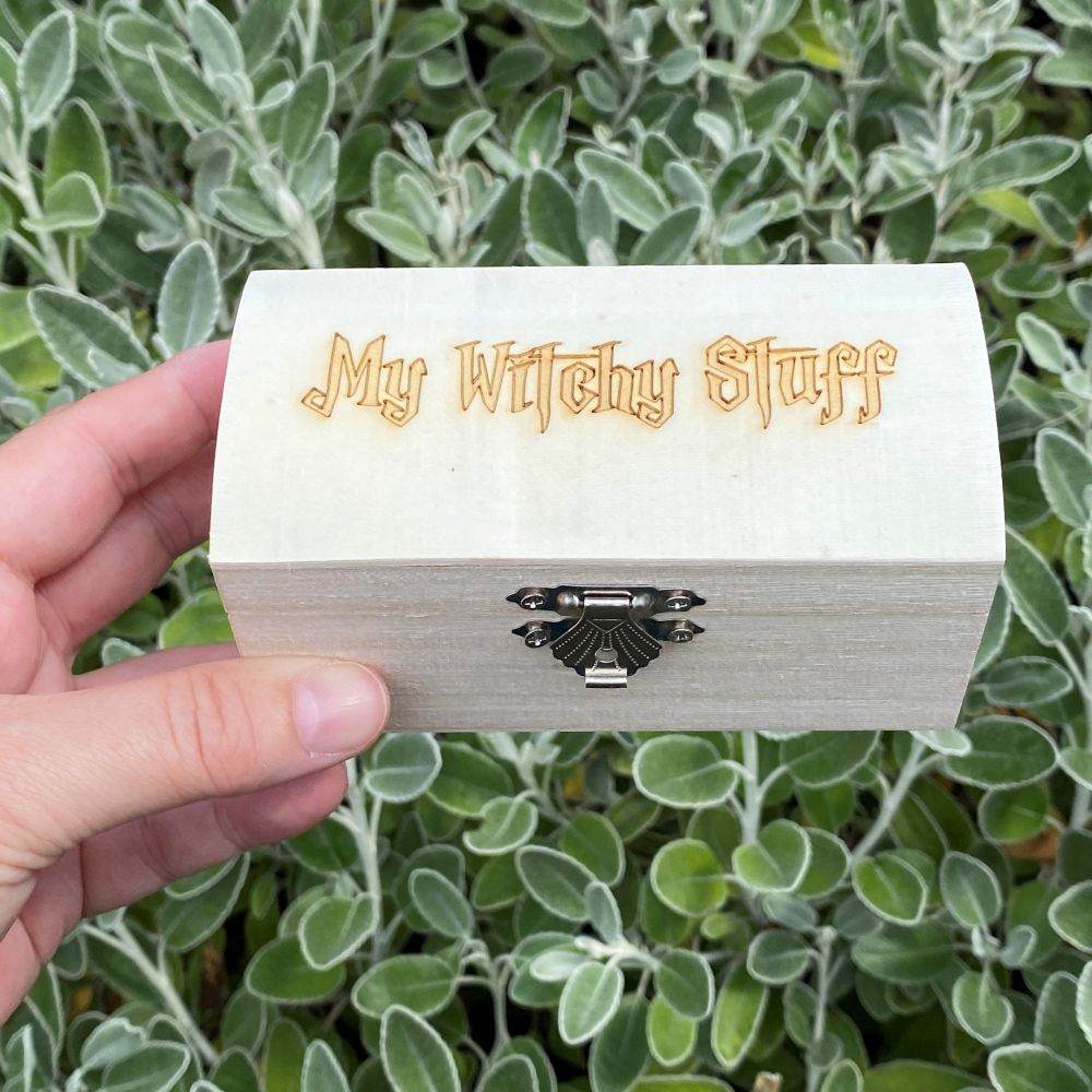 Wooden Box Engraved with My Witchy Stuff
