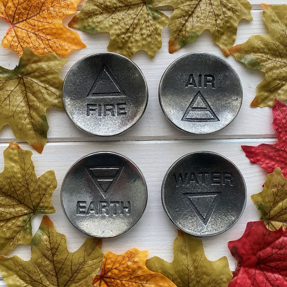 Set of Four Elements Pewter Offering Bowls