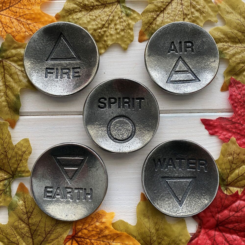 Set of Five Elements Pewter Offering Bowls