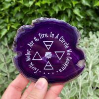 Agate Slice with Elements and Cauldron design ~  Purple  #P11