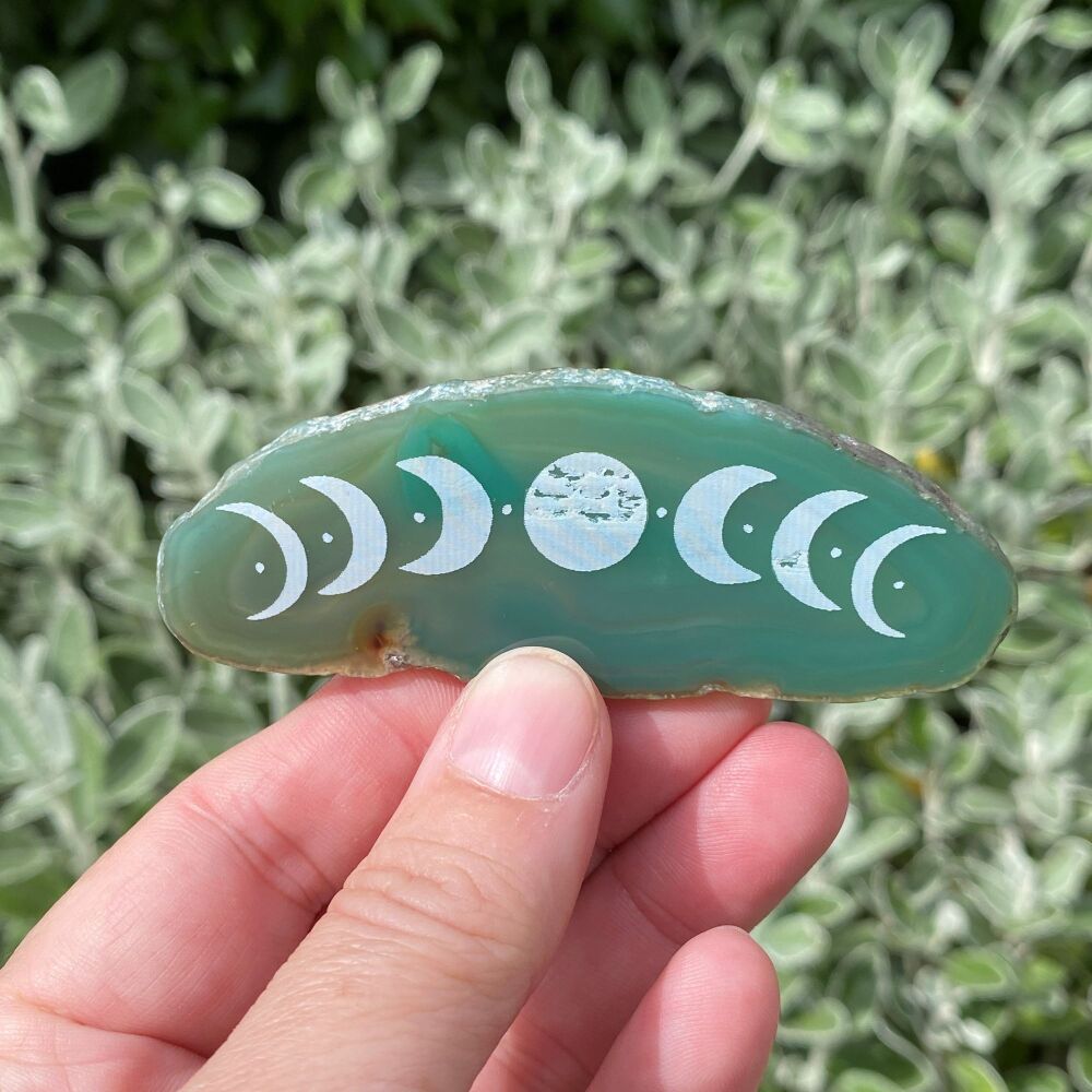 Agate Slice with Moon Phase design ~ Blue #T23