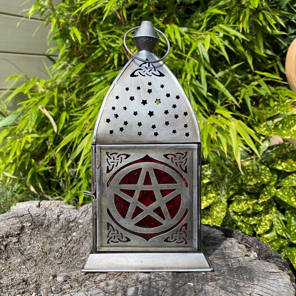 Pentagram Lantern for T Light ~ Red