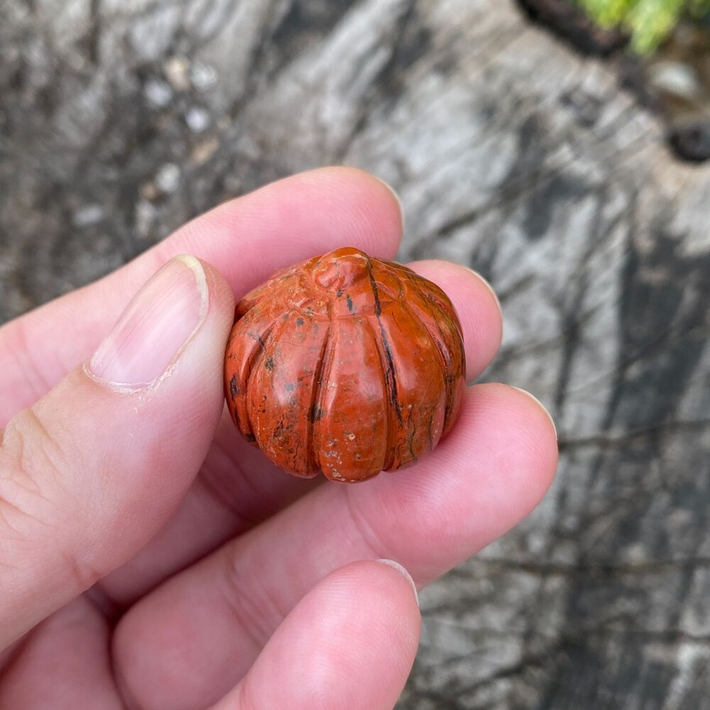 Carved Crystal Pumpkin ~ Red Jasper #1