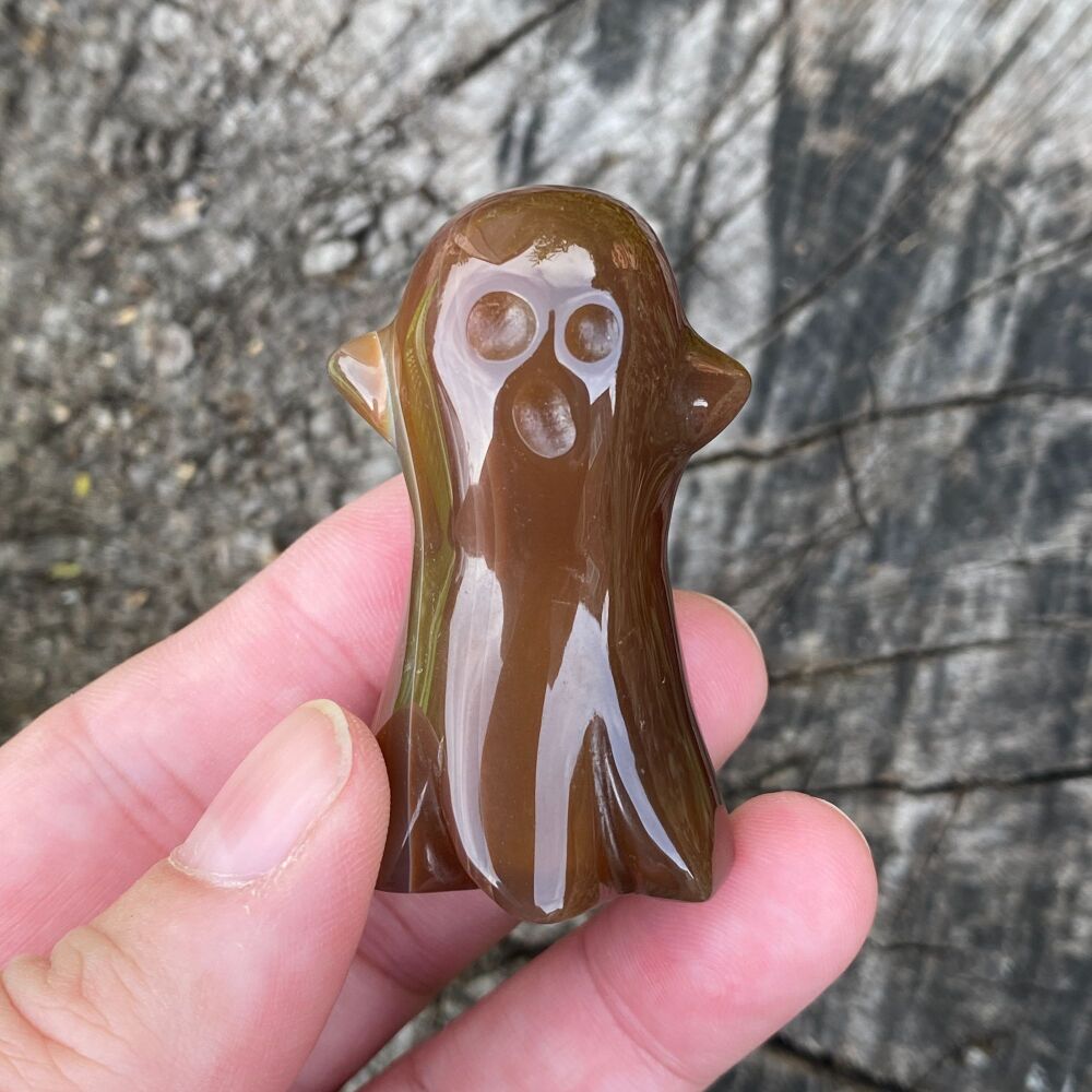 Carved Crystal Ghost ~ Carnelian #1