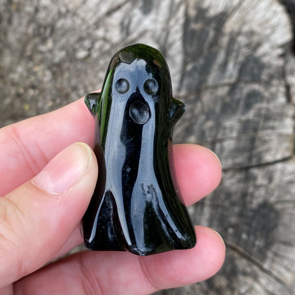 Carved Crystal Ghost ~ Black Obsidian #2