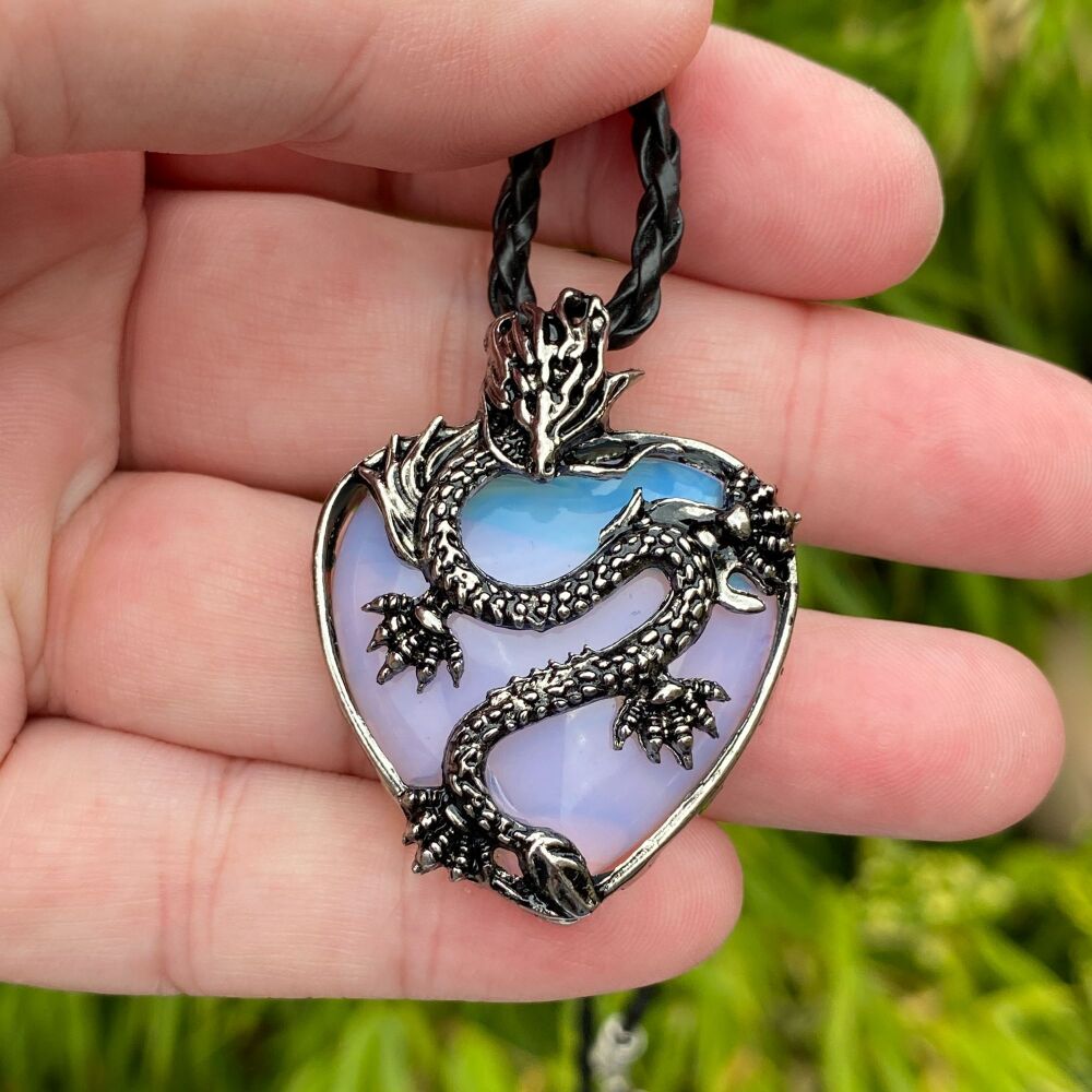Dragon and Opalite Heart Pendant