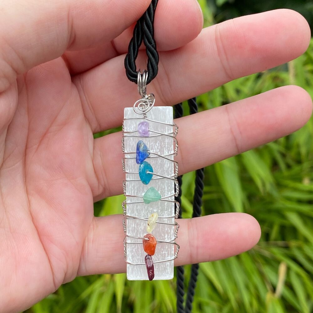 Chakra Chips and Selenite Pendant