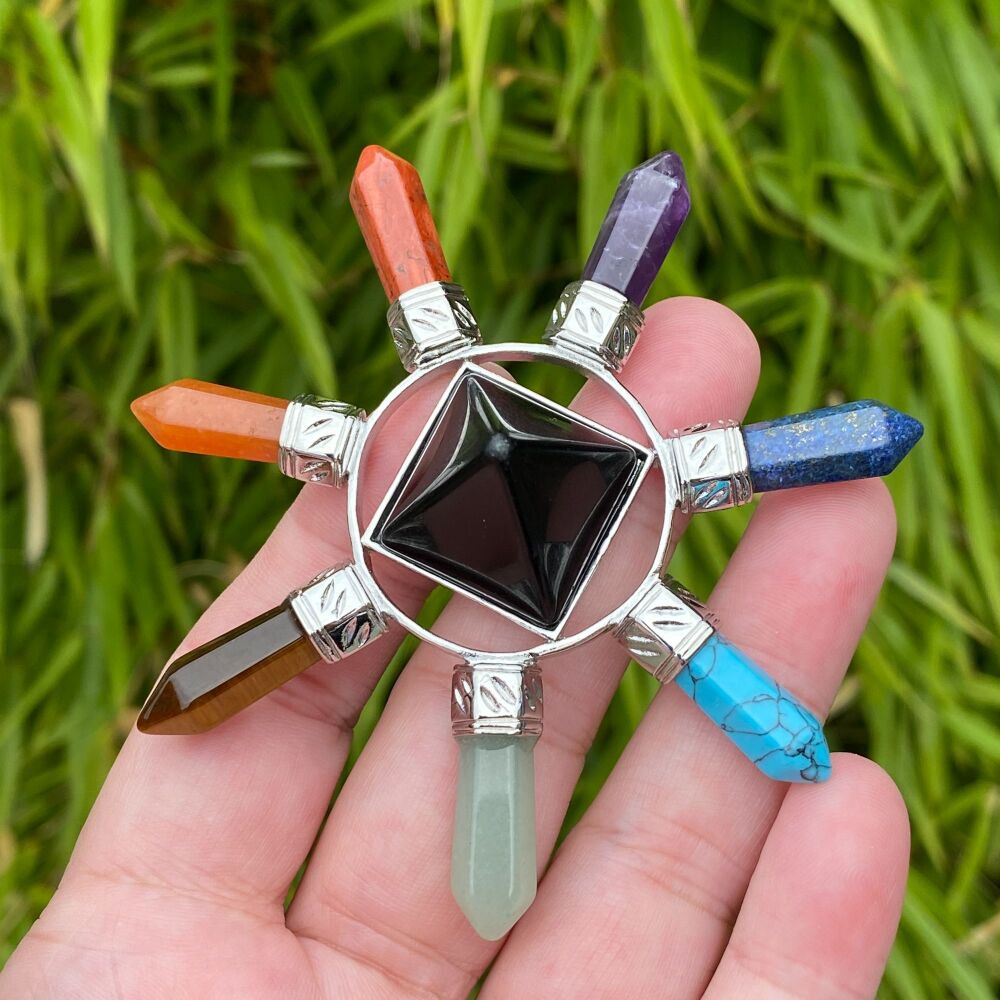 Crystal Energy Generator ~ Black Obsidian Pyramid and Chakra Points