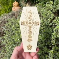 Coffin Storage Box with Ivy and Skull Cross