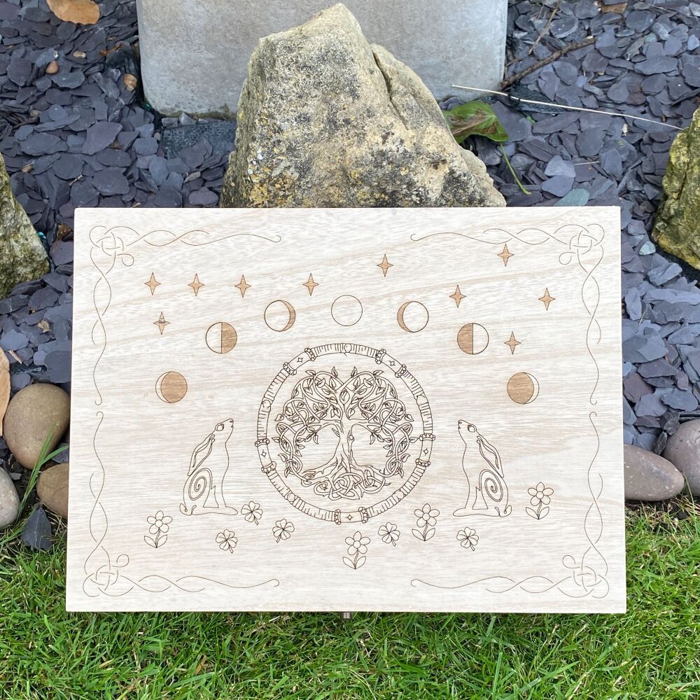 A Moon Phase and Hares Wooden Storage Box
