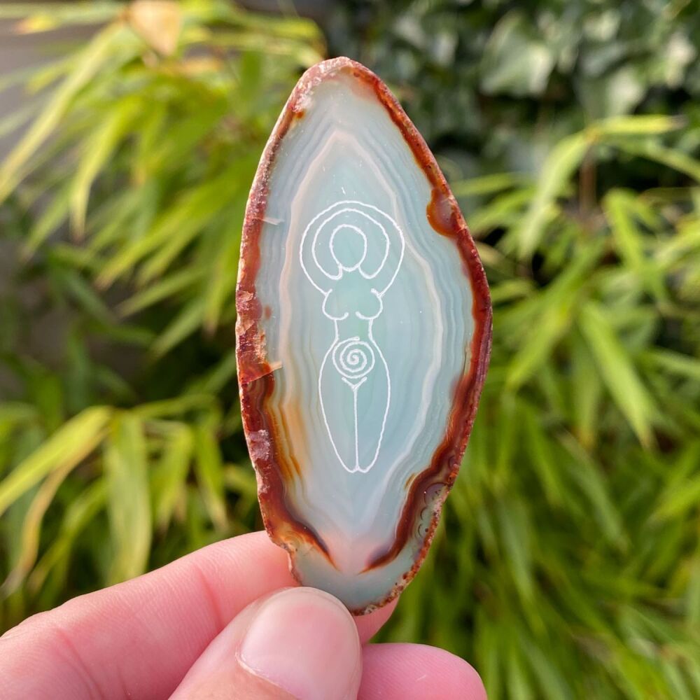 Agate Goddess Protection Amulet ~ # Green G3