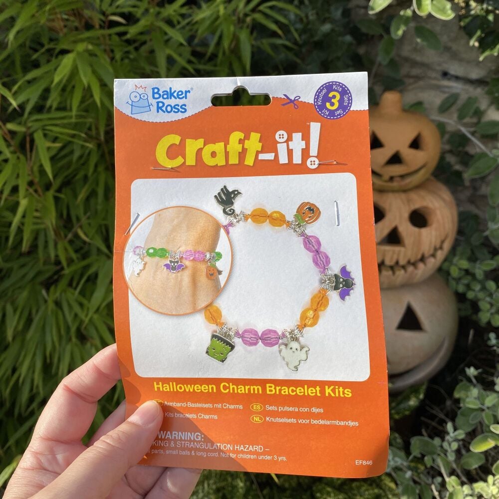 Halloween Craft Kits ~ Pack of 3 Halloween Charm Bracelet Kits.