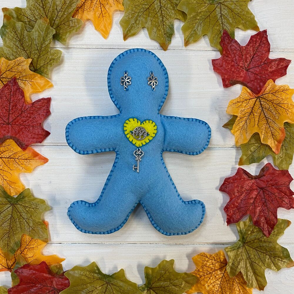** Poppet Doll ~ Blue Protection Doll with Tree of Life and Key Charm