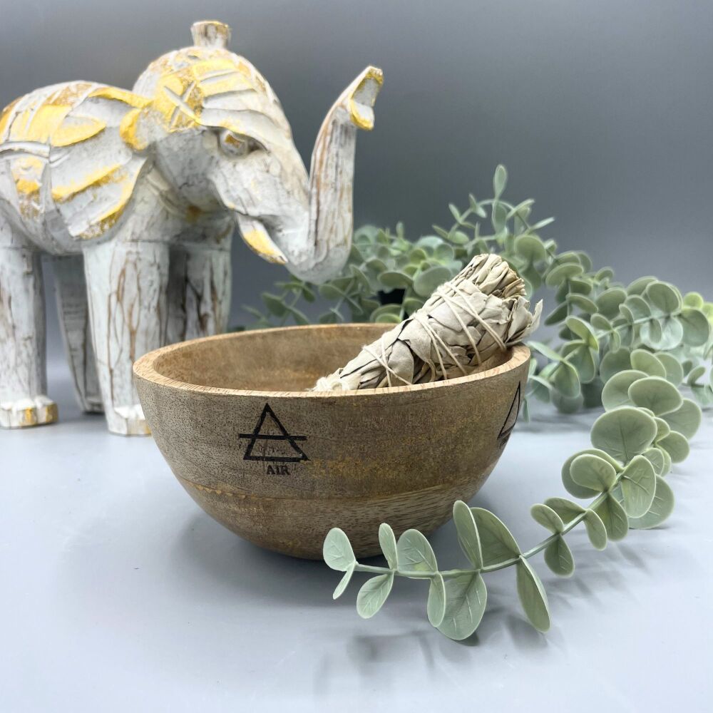 Wooden Smudge and Ritual Offering Bowl ~ Four Elements