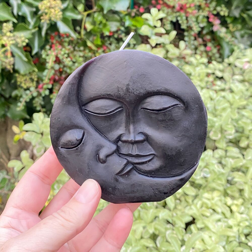 Large Sun and Moon Candle ~ Black