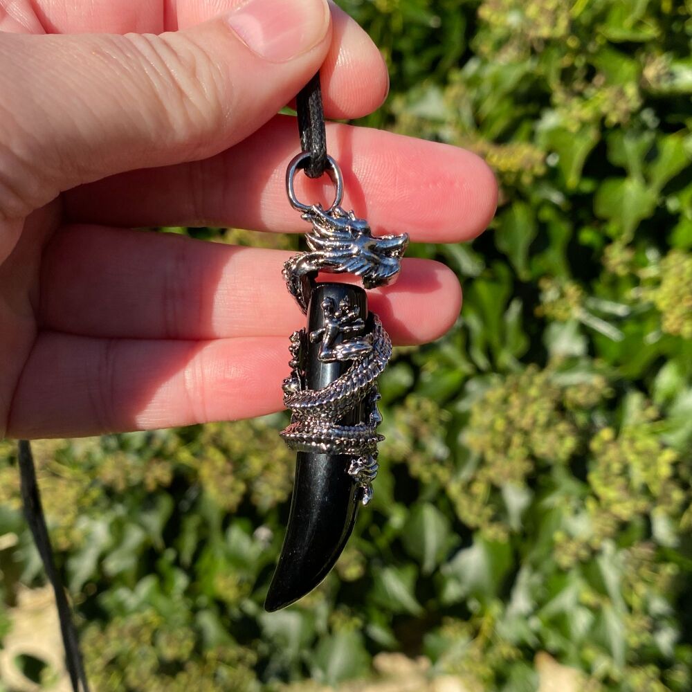 Dragon Tooth Pendant ~ Obsidian