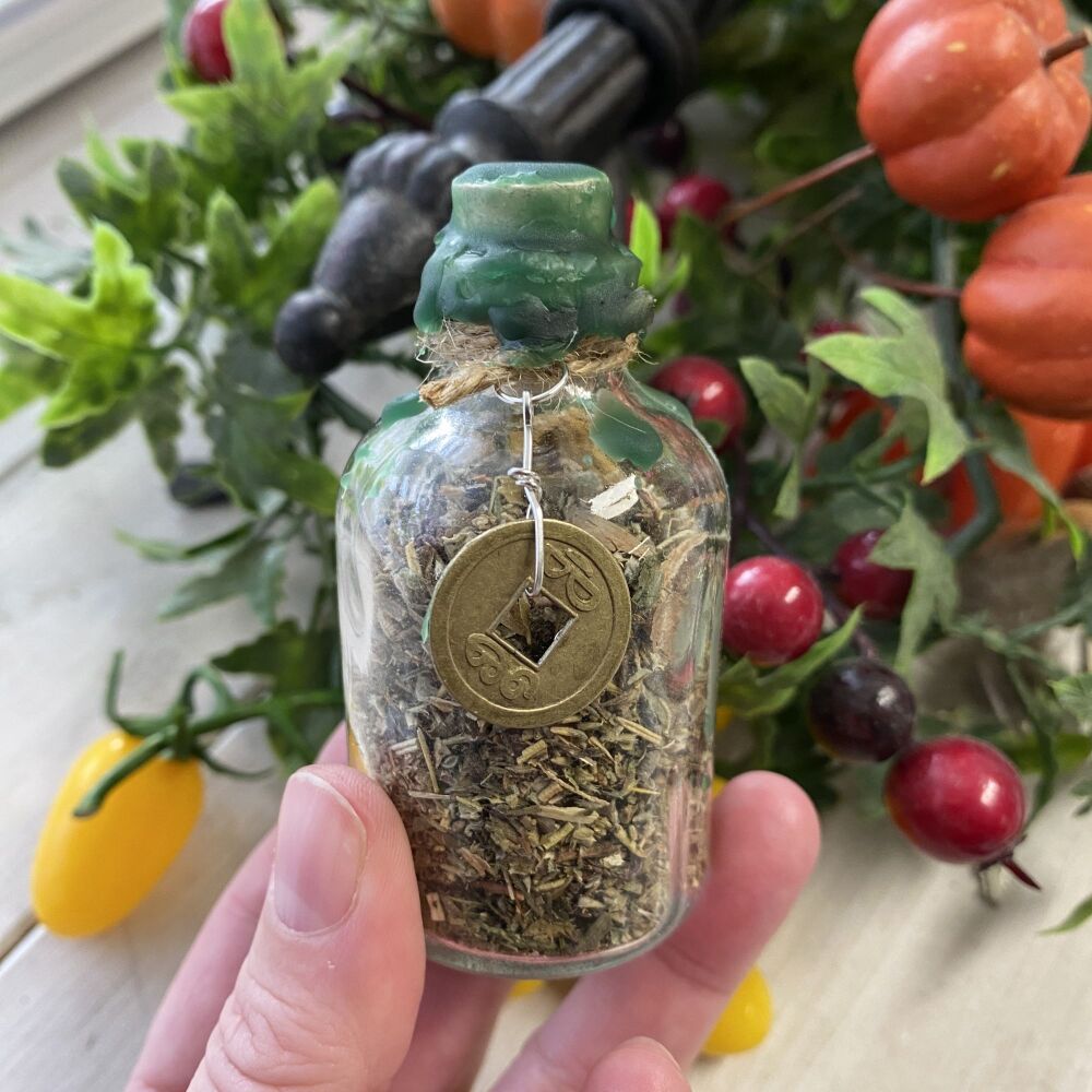 A Handmade Witches Spell Bottle ~ Wealth ~ #3