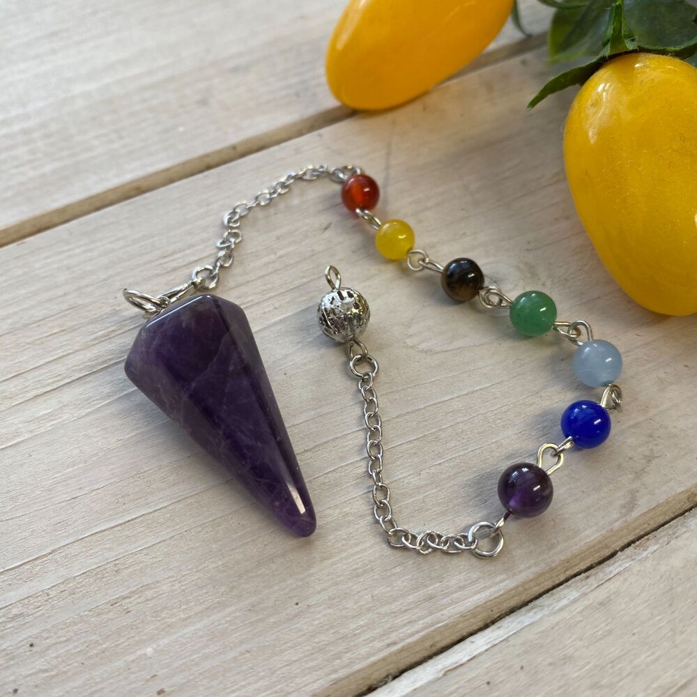 Amethyst Pendulum with Chakra Beads