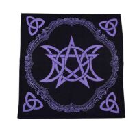 Purple Pentagram and Triple Moon Altar Cloth 60 x 60 cm