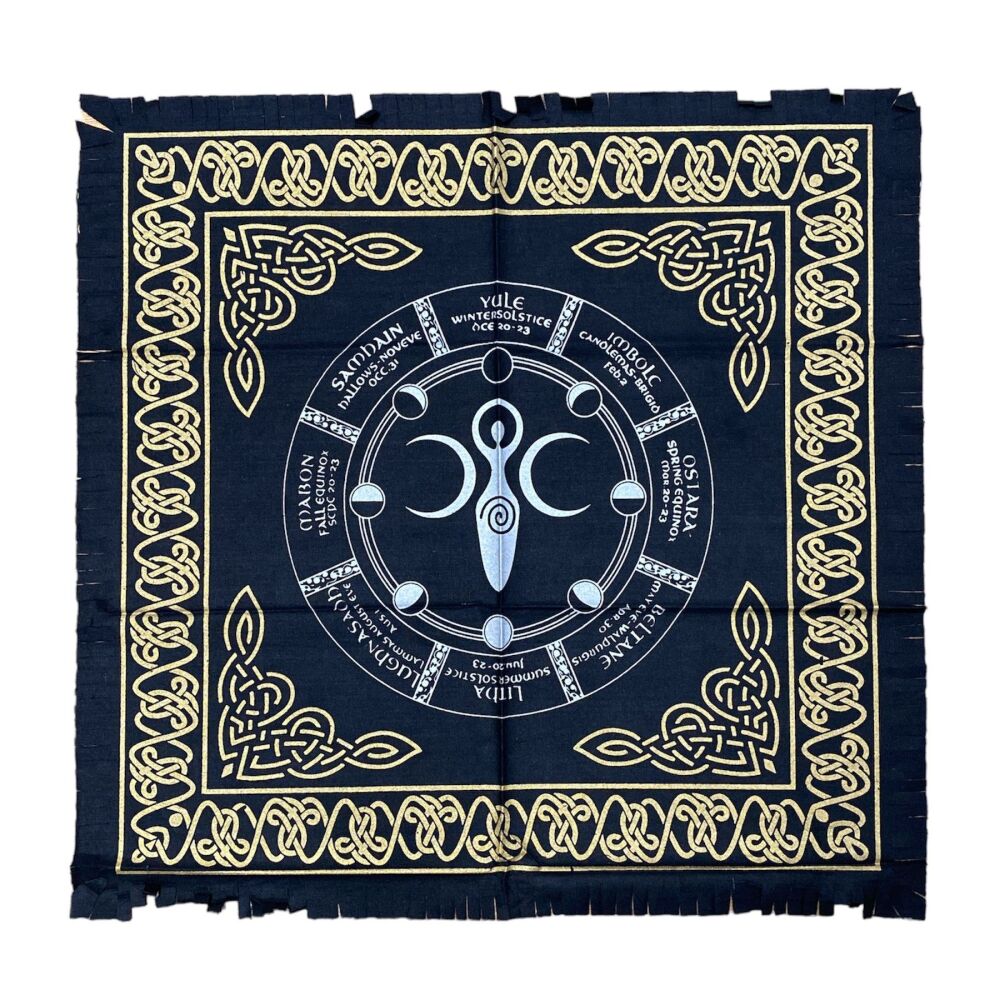Triple Moon and Pentagram Altar Cloth 60 x 60 cm