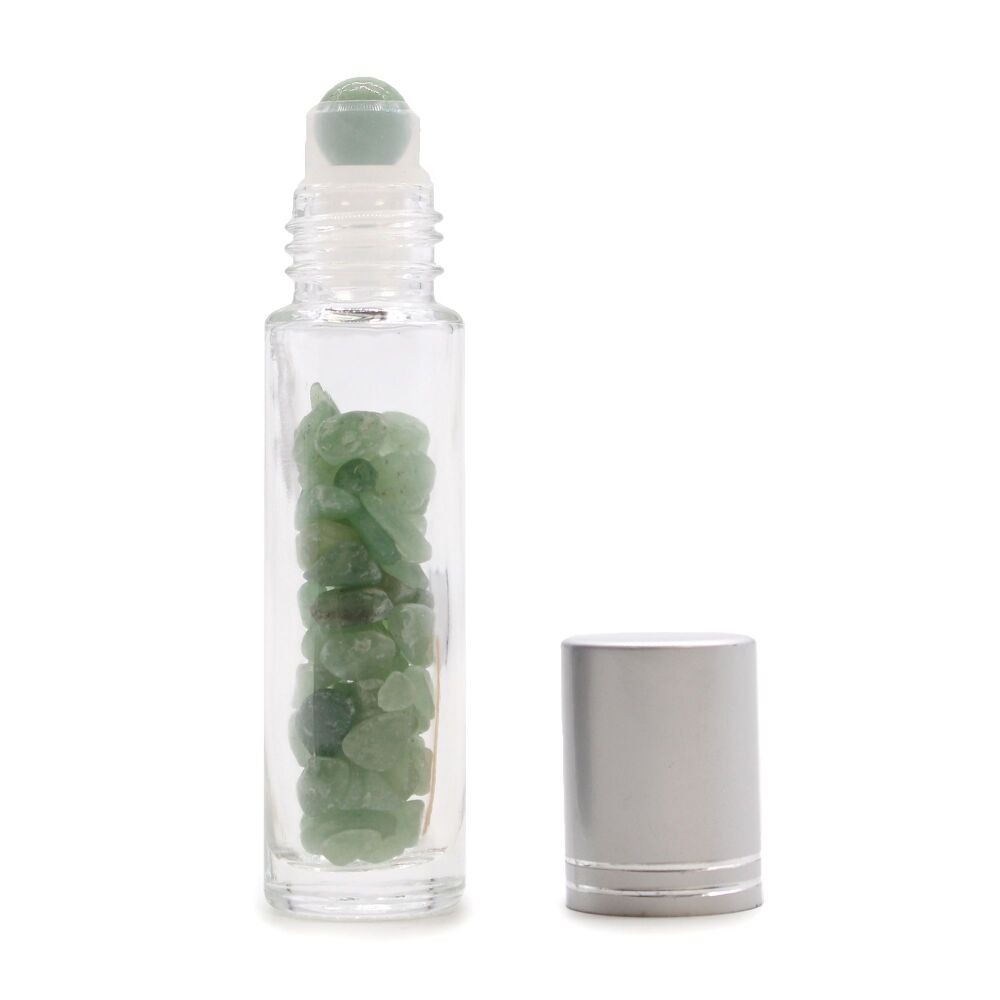 Gemstone Roller Ball Bottles ~ Green Aventurine (Silver Cap)~ SALE