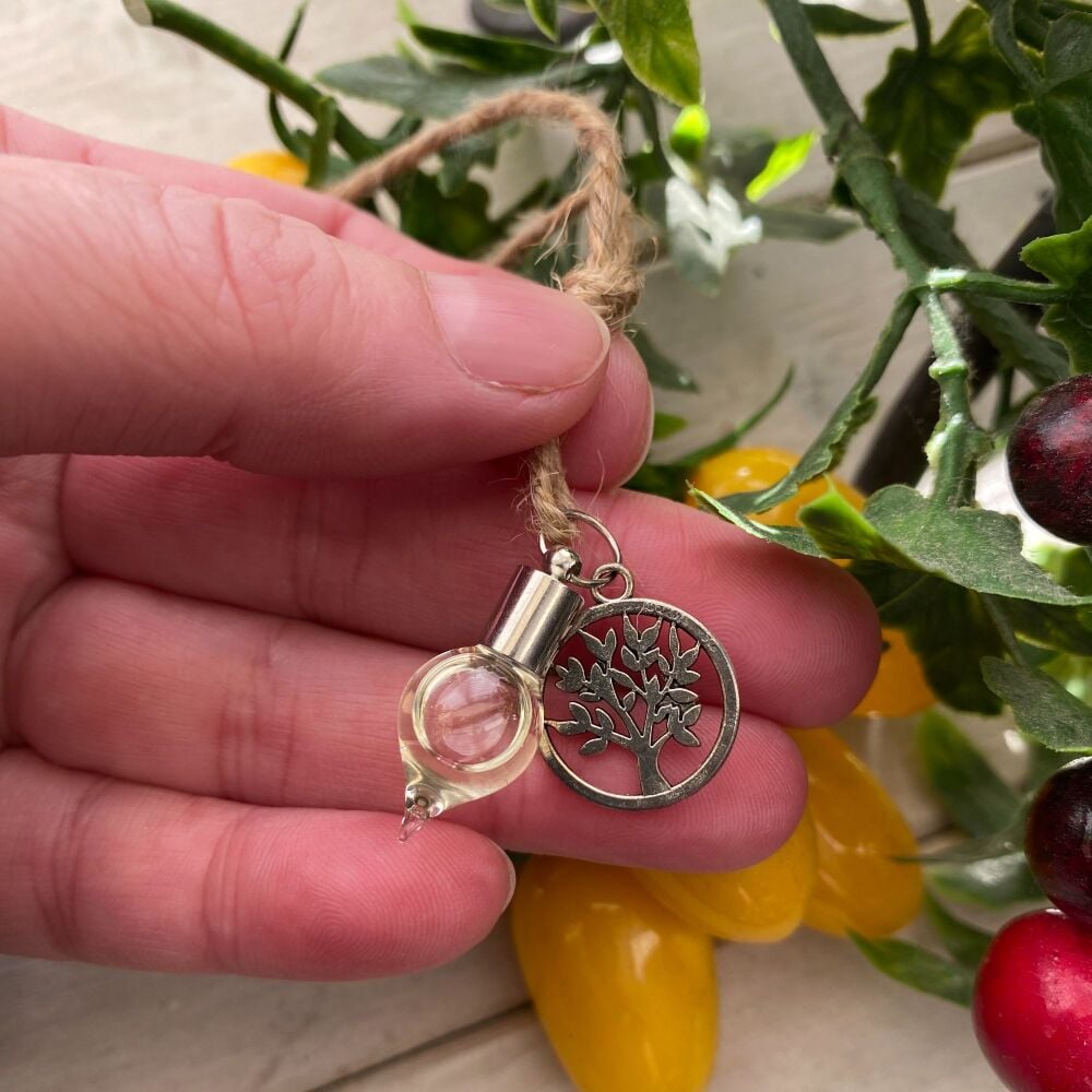 Prosperity Glass Vial with Tree of Life Charm