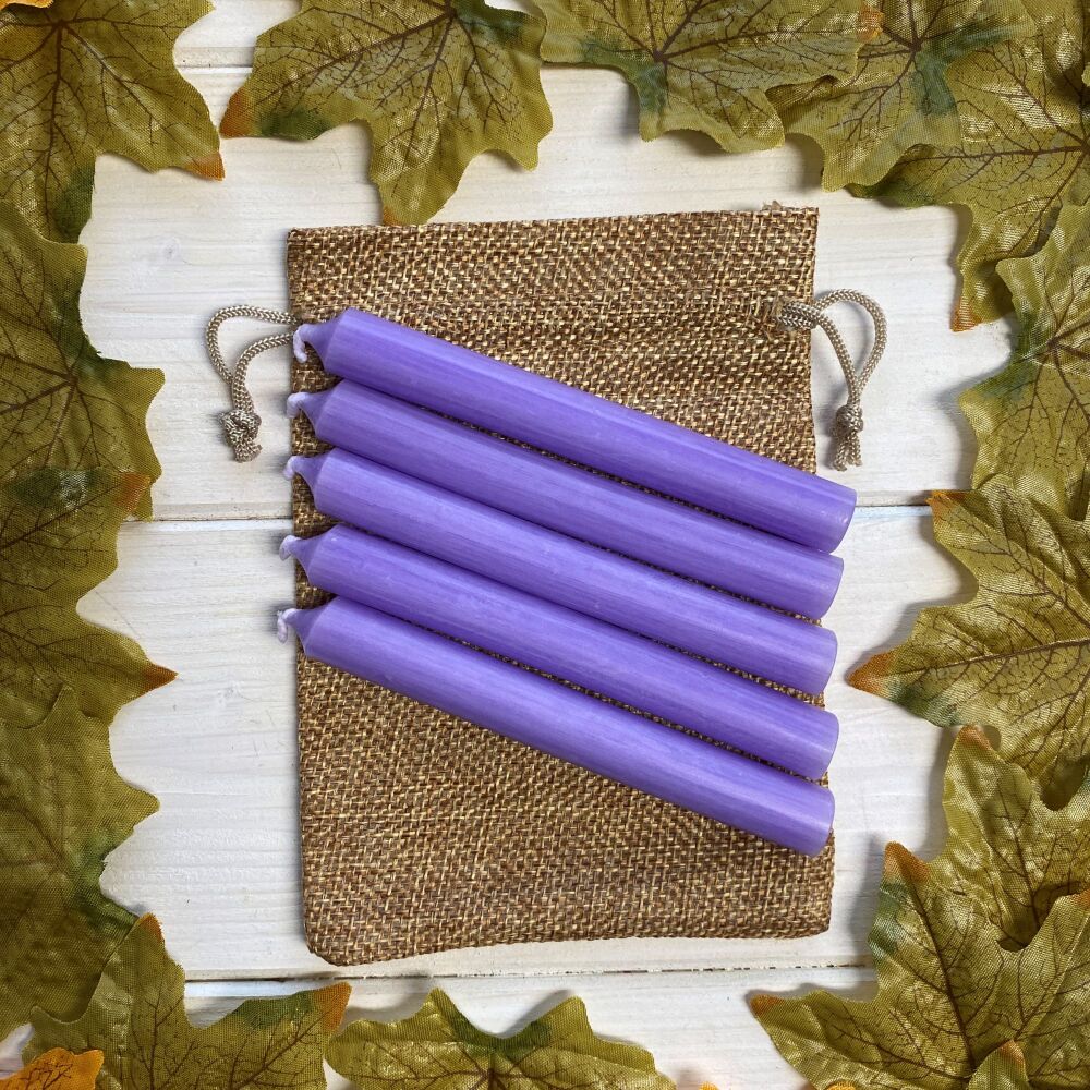 5 Lilac 10 cm Spell Candles