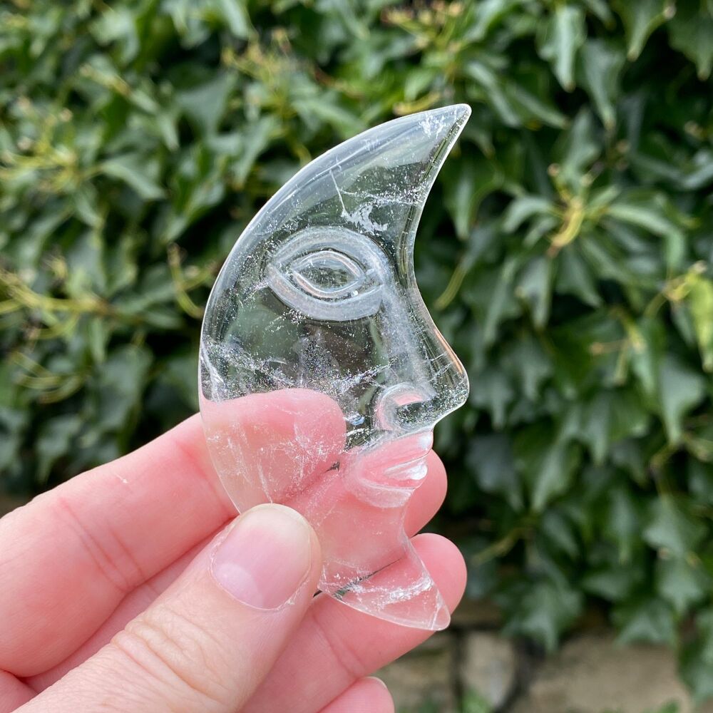 Clear Quartz Large Carved Moon