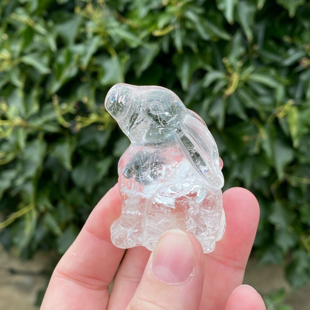Clear Quartz Carved Moon Gazing Hare