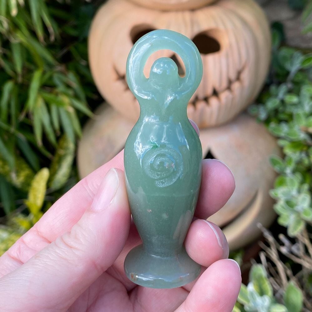 Carved Crystal Goddess ~ Green Aventurine