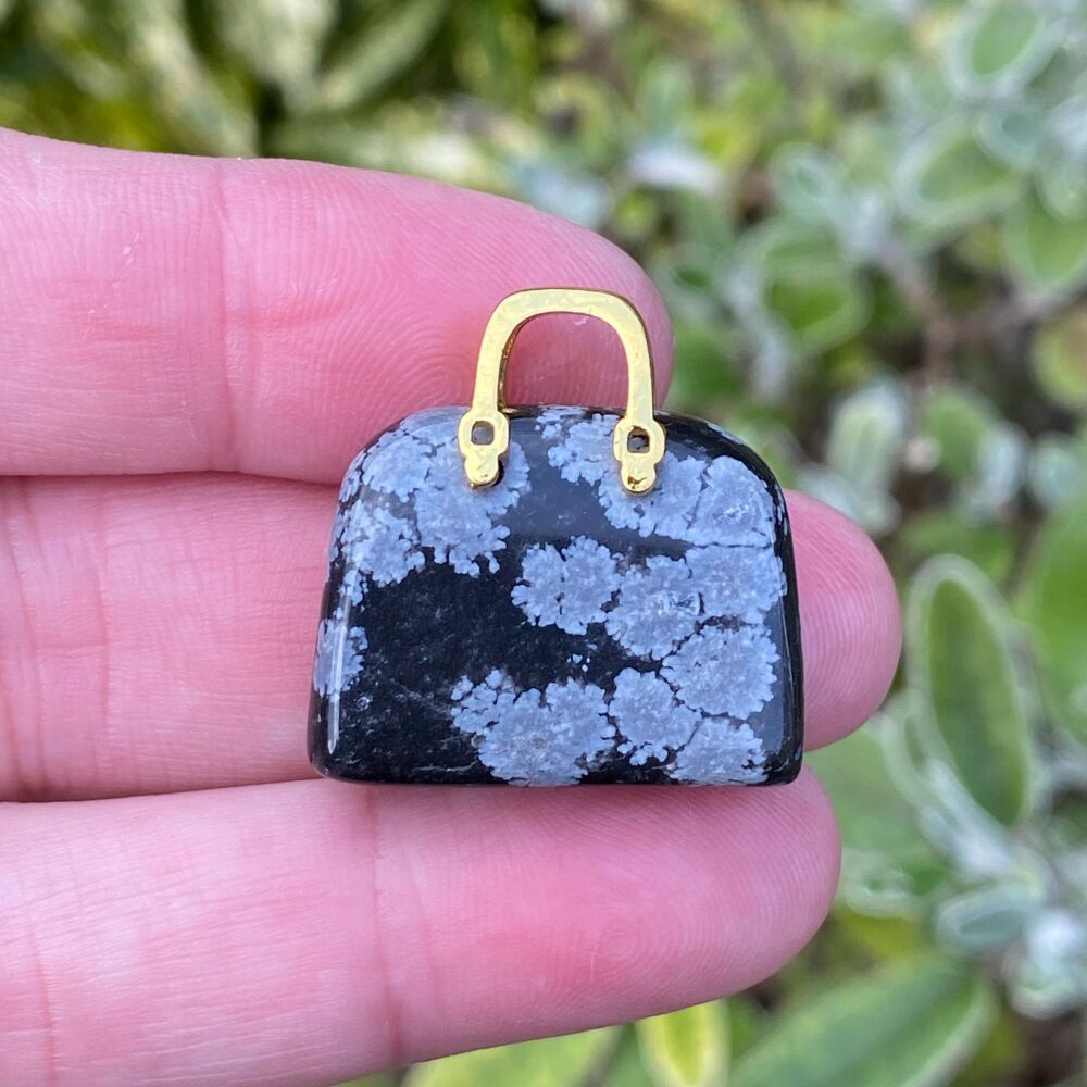 Crystal Handbag Charm or Pendant ~ Snowflake Obsidian #1