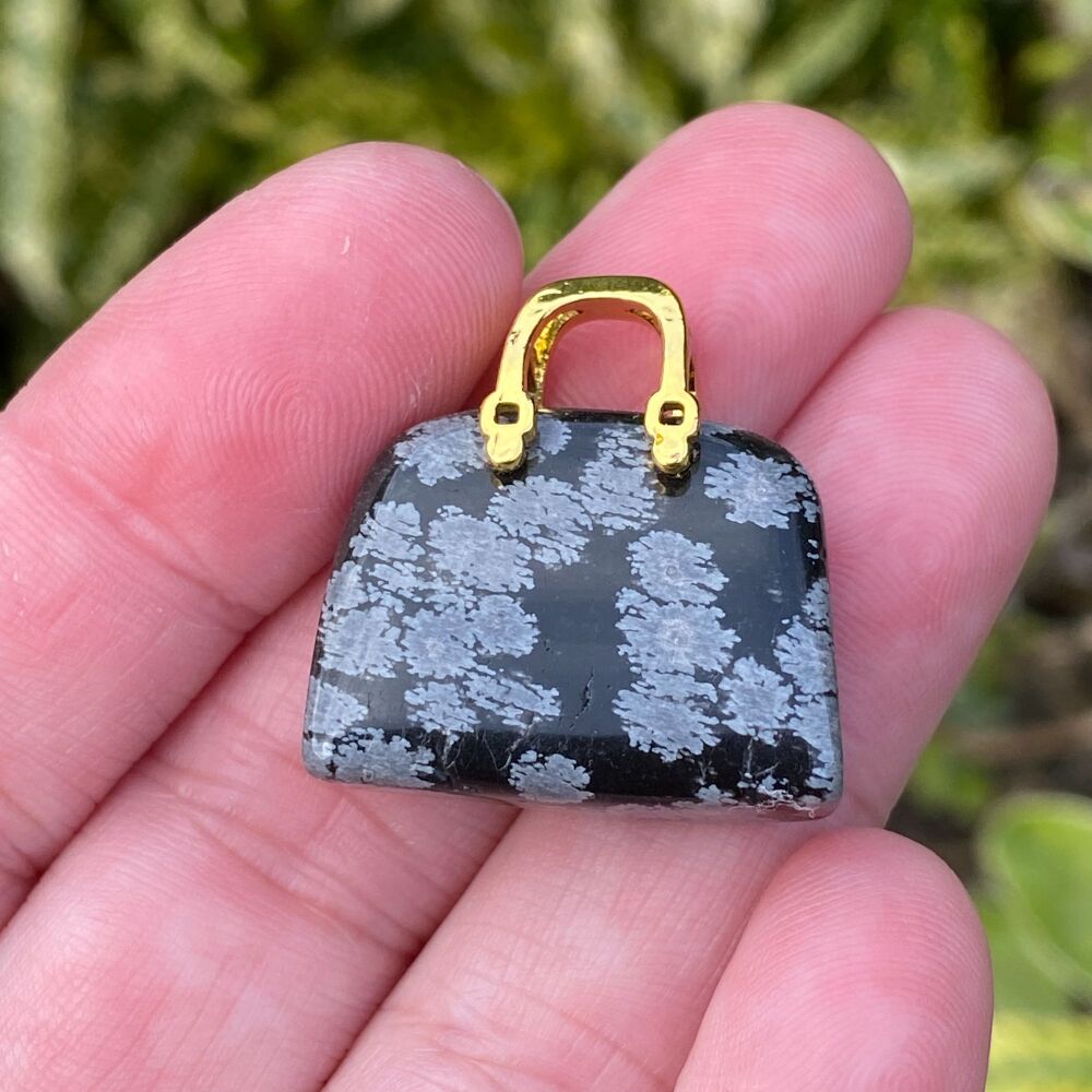 Crystal Handbag Charm or Pendant ~ Snowflake Obsidian #2