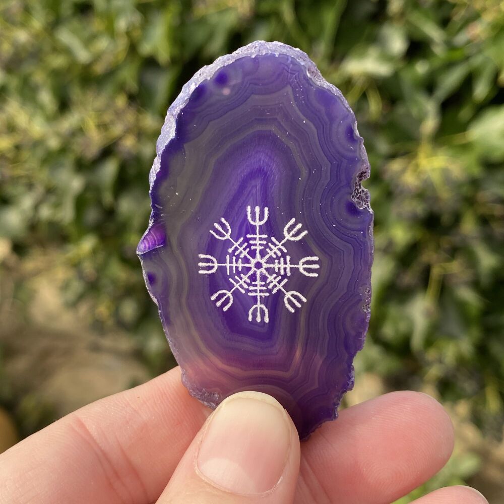 Agate Helm of Awe Viking Protection Amulet ~ Purple #P2