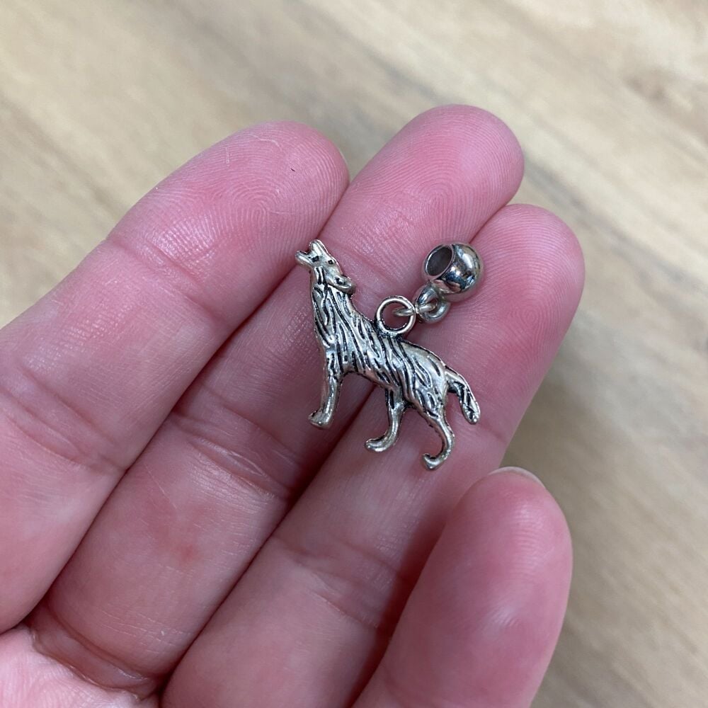 Silver Metal Wolf with Bail for pendant x 10