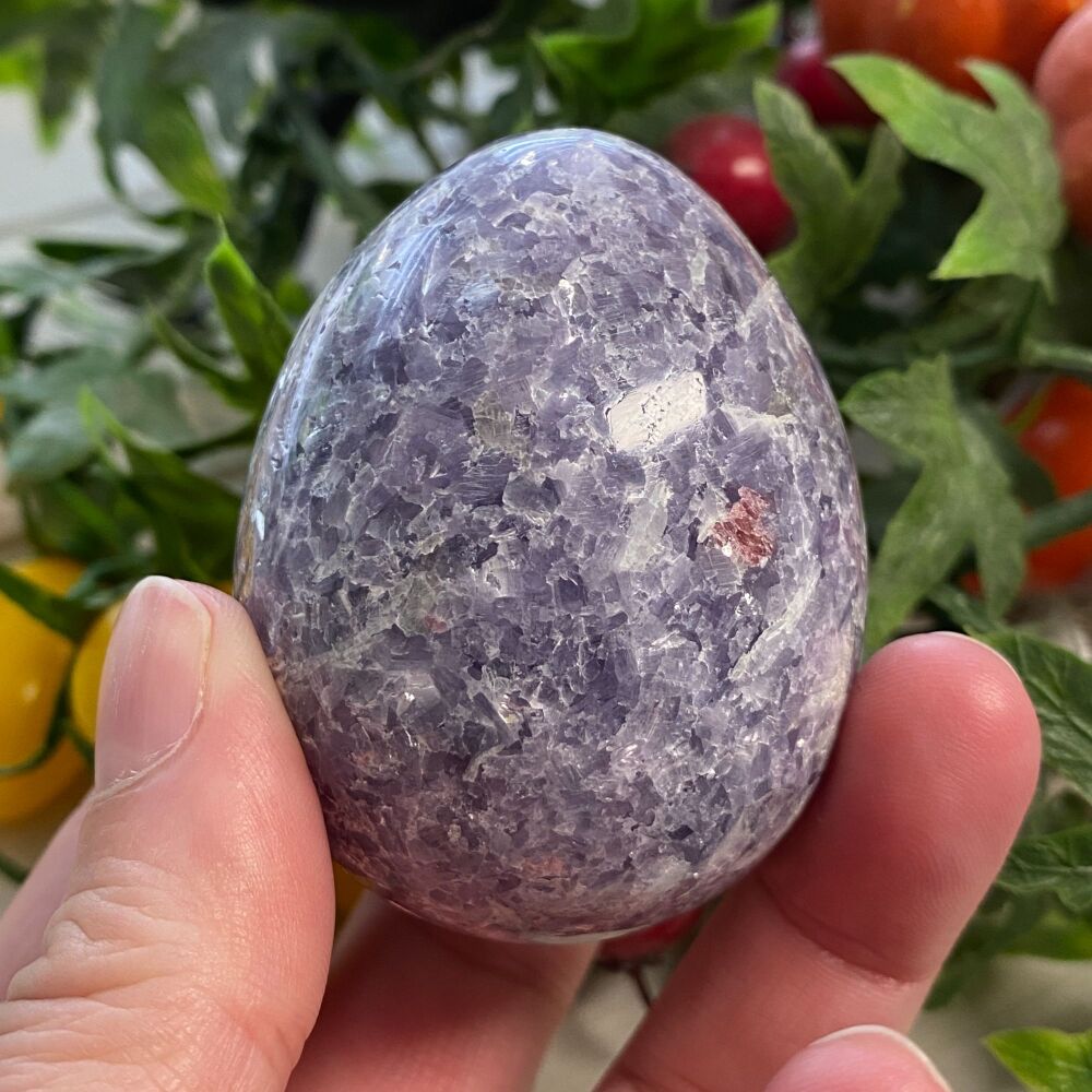 Lepidolite Crystal Egg with a stand